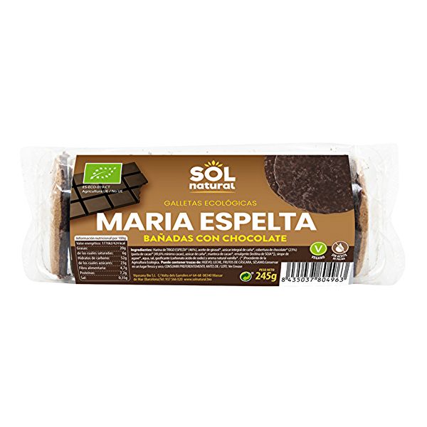 Biscoitos de Espelta Maria com Chocolate Orgânico 245 g