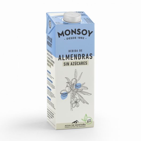 Organic Unsweetened Almond Milk 1 L - MONSOY