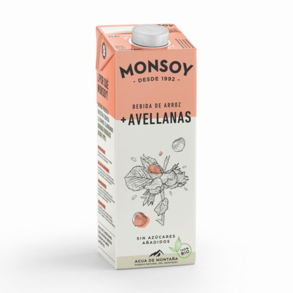 Bebida de Arroz con Avellanas Bio 1 L - MONSOY