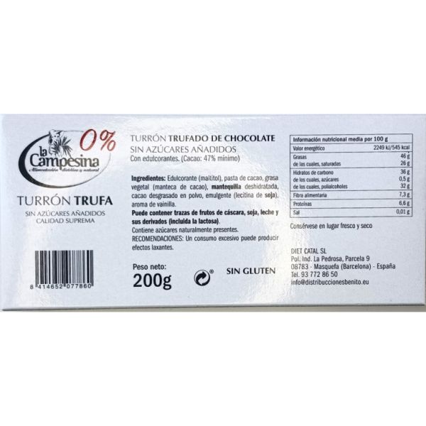 Torró trufa sense gluten 200g - La Campesina Img 2