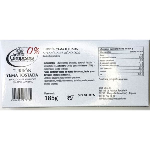 Torró Yema Cremada Sense Sucre Sense Gluten 185 g Img 2