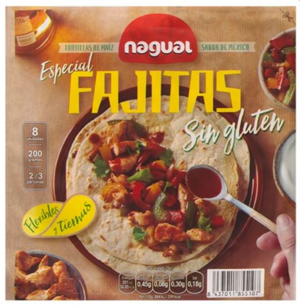 Fajitas Spéciales Tortillas de Maïs Sans Gluten 8 Tortillas 200 g