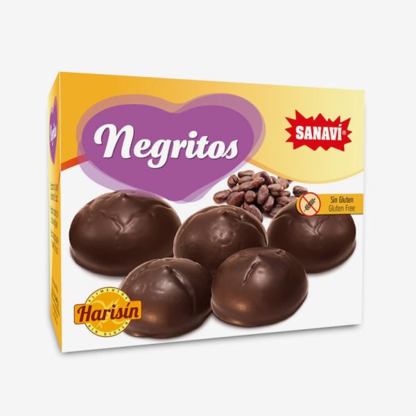 Negritos. Bizcochos cubiertos de cacao sin gluten 150 gr