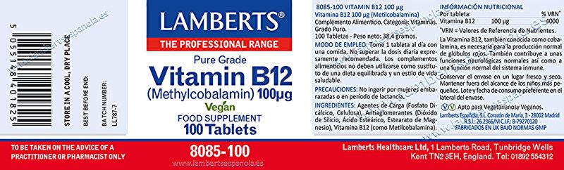 Vitamin B12 100 Tablets - LAMBERTS Img 2