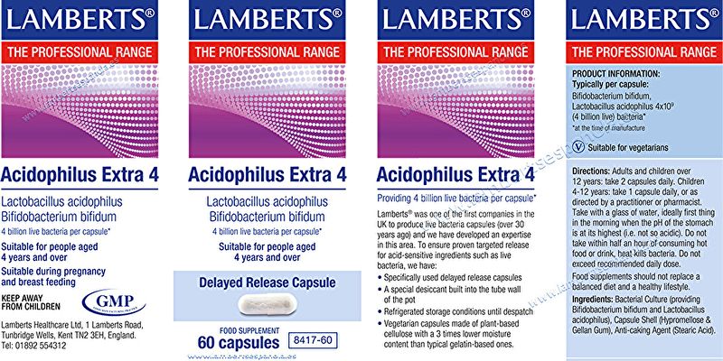 Acidophilus Extra 4 60 Cápsulas - LAMBERTS Img 3