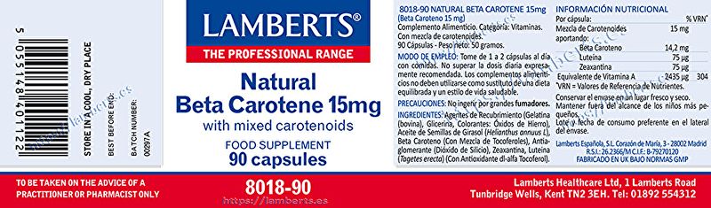 Beta Carotene Naturale 90 Capsule - LAMBERTS Img 2