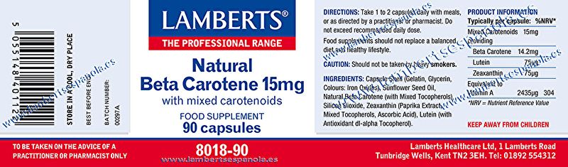 Beta Carotene Naturale 90 Capsule - LAMBERTS Img 3