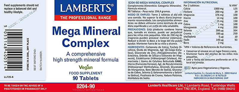 Mega Complexo Mineral 90 Comprimidos - LAMBERTS Img 2