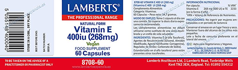 Vitamin E 400 IE 60 Kapseln - LAMBERTS Img 2