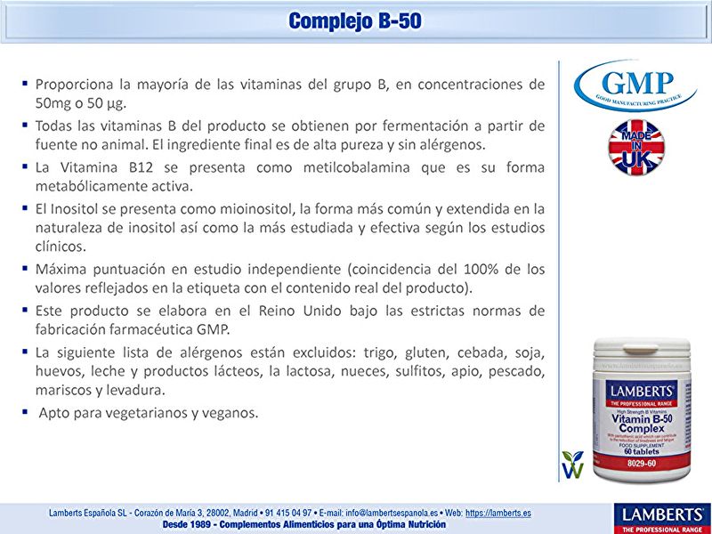 Vitamin B-50 Complex 60 Capsules - LAMBERTS Img 5