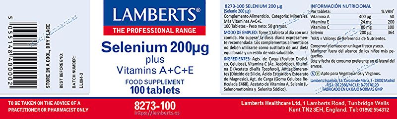 Seleni 200 i Vitamines A,C,E 100 Tabletes Img 2