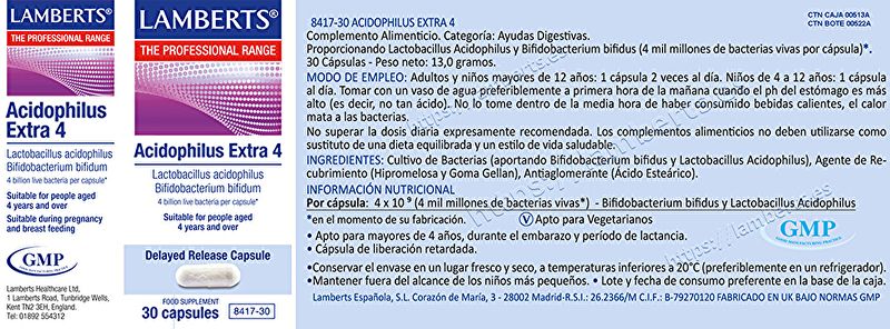 Acidophilus Extra 4 30 Cápsulas - LAMBERTS Img 2