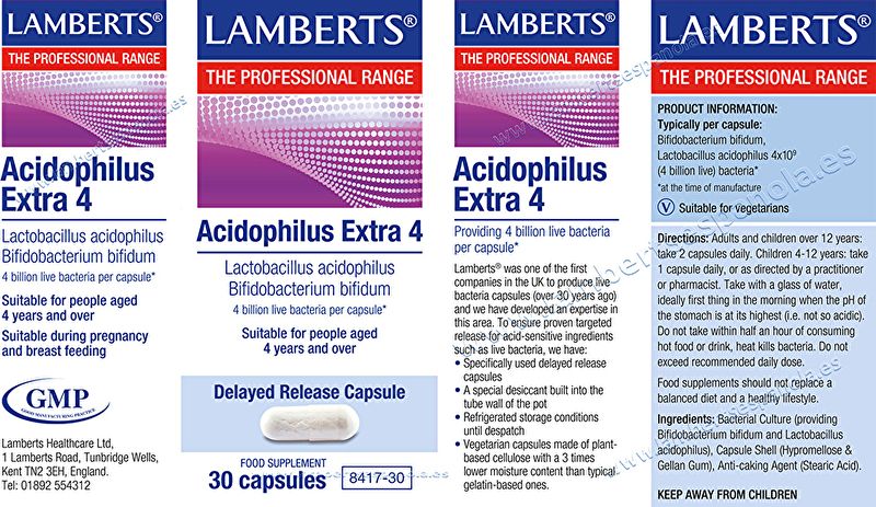 Acidophilus Extra 4 30 Cápsulas - LAMBERTS Img 3