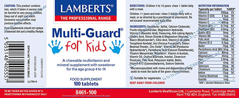 Multi Guard® For Kids 100 Tabletas - LAMBERTS Img 2