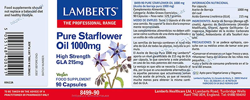 Pure Borage Oil 90 Capsules - LAMBERTS Img 2