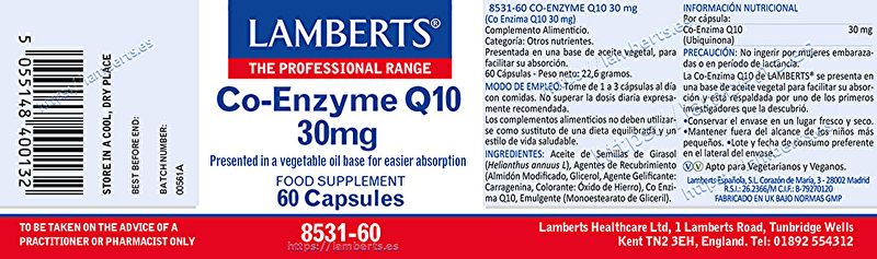 Co-enzym Q10 30 mg 60 tabletten - LAMBERTS Img 2