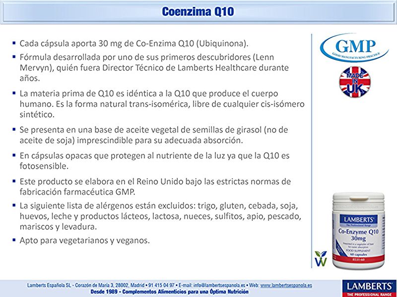 Coenzyme Q10 30 mg 60 Comprimés - LAMBERTS Img 5