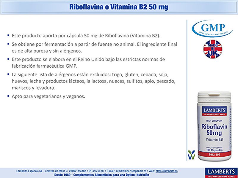 Riboflavin (Vitamin B2) 100 Capsules - LAMBERTS Img 5