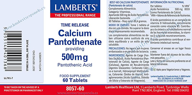 Pantothénate de Calcium LS 60 Gélules - LAMBERTS Img 2