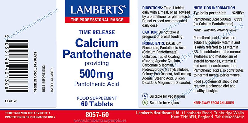 Pantothénate de Calcium LS 60 Gélules - LAMBERTS Img 3