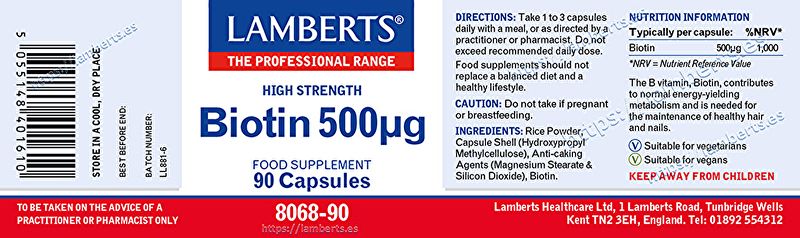 Biotin 90 Capsules - LAMBERTS Img 3