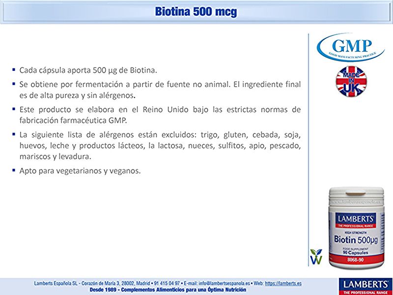 Biotina 90 Cápsulas - LAMBERTS Img 5