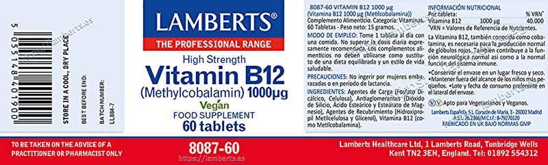 Vitamin B12 60 Tablets - LAMBERTS Img 2