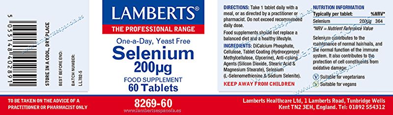 Selênio 60 comprimidos 200 mcg - LAMBERTS Img 3