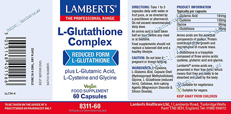 Complesso L-Glutatione 60 Capsule - LAMBERTS Img 2