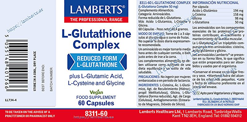 Complesso L-Glutatione 60 Capsule - LAMBERTS Img 3