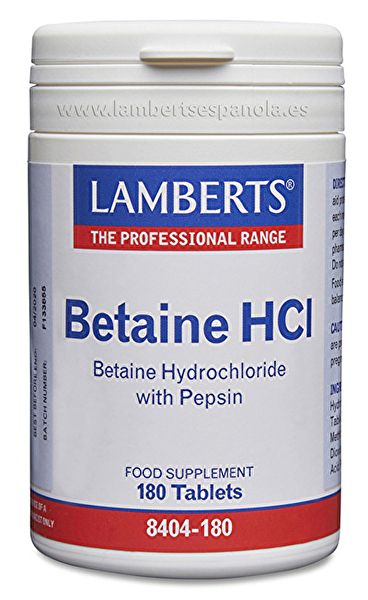 Betaine HCl with Pepsin 180 Tablets - LAMBERTS