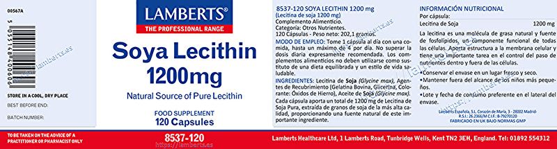 Soy Lecithin 120 Capsules - LAMBERTS Img 3