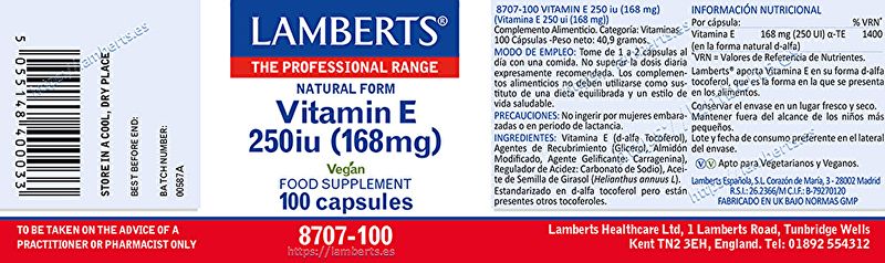 Vitamin E 250 IE 100 Kapseln - LAMBERTS Img 2