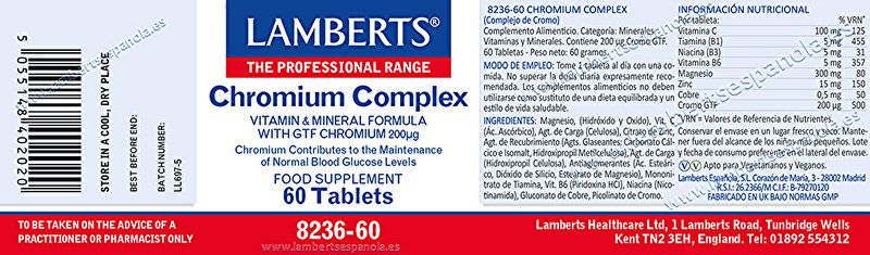 Chromium Complex 60 Tablets - LAMBERTS Img 2