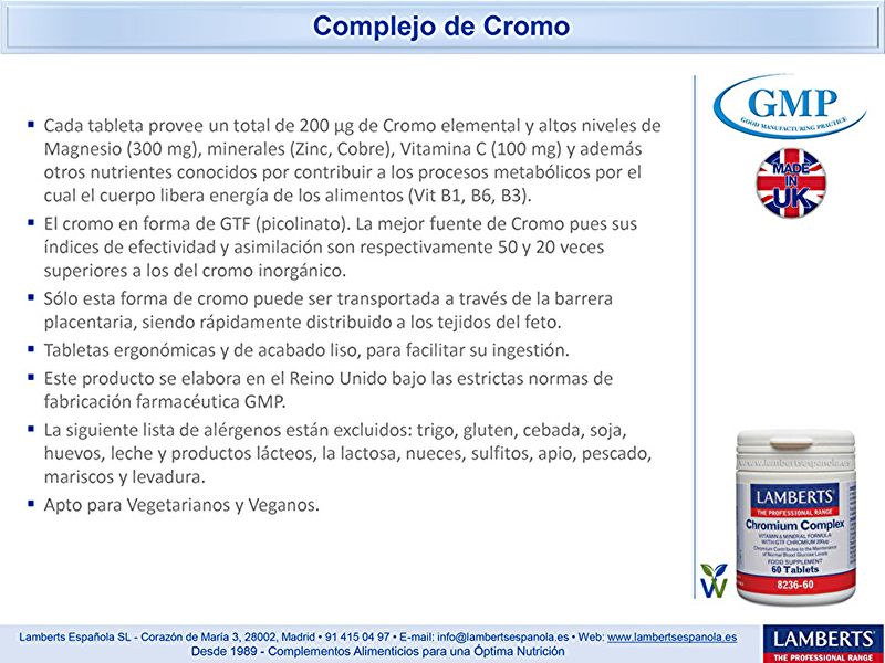 Complesso di cromo 60 compresse - LAMBERTS Img 4