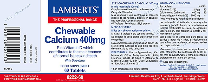 Calci Masticable 60 Tabletes - LAMBERTS Img 2