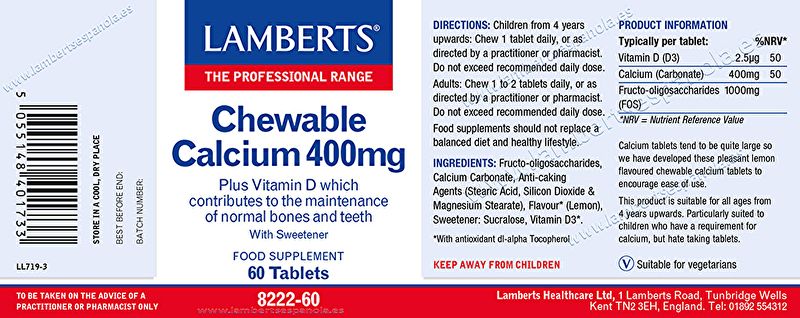 Calci Masticable 60 Tabletes - LAMBERTS Img 3