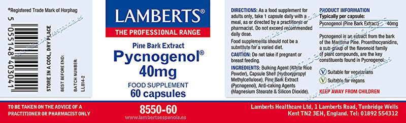 Pycnogenol 60 capsules - LAMBERTS Img 3