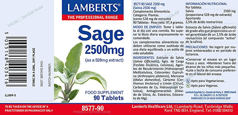 Salbei 2500 mg 90 Tabletten - LAMBERTS Img 2