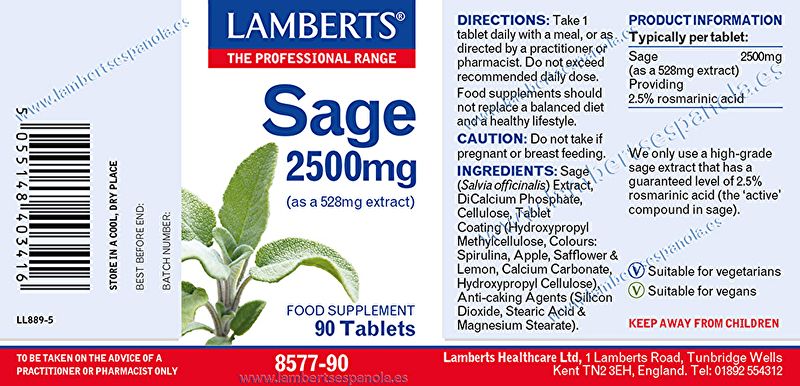 Salbei 2500 mg 90 Tabletten - LAMBERTS Img 3