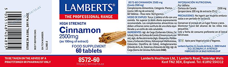 Canela 2500 mg 60 Tabletas - LAMBERTS Img 2