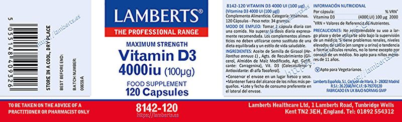 Vitamin D3 4000 IE 120 Kapseln. Muskeln, Immunsystem Img 2