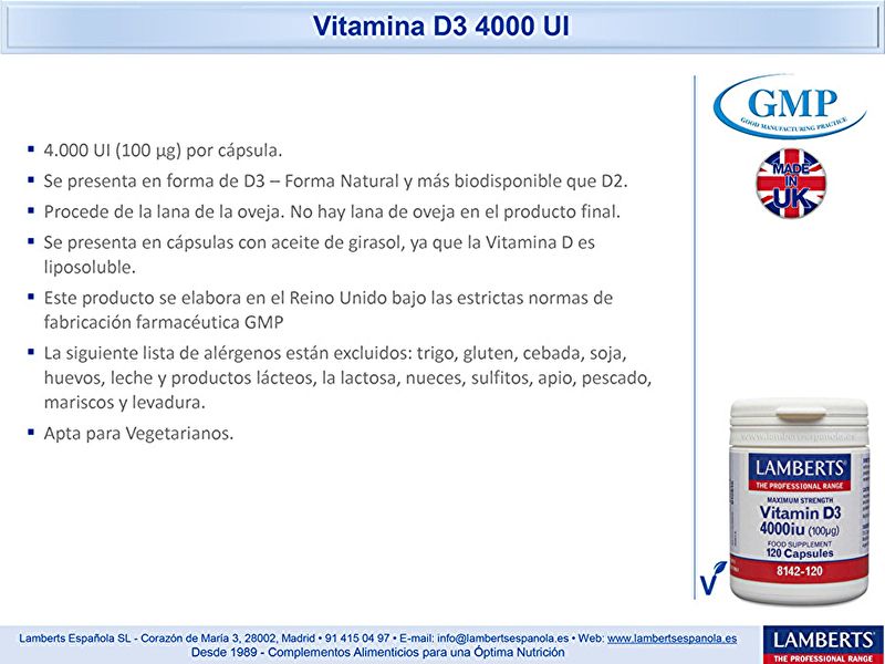 Vitamina D3 4000 UI 120 Càpsules. Músculs, sistema immune Img 5