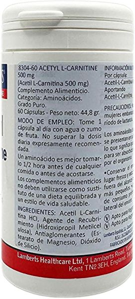 L-Acetil Carnitina 500 mg 60 Compresse - LAMBERTS Img 2