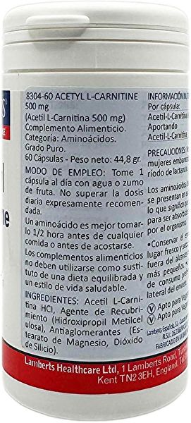 L-Acetil Carnitina 500 mg 60 Rajoles - LAMBERTS