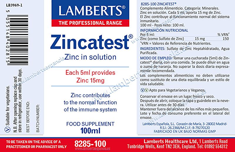 Zincatest® 100 ml - LAMBERTS Img 2