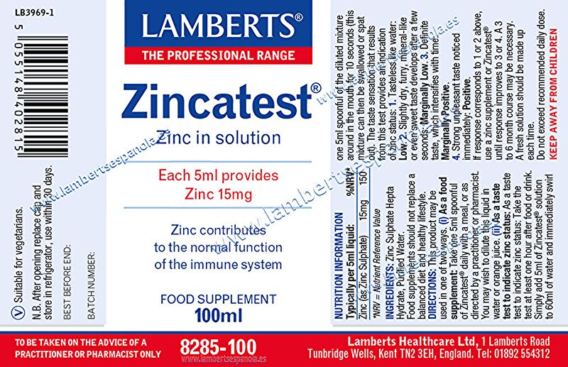 Zincatest® 100 ml - LAMBERTS Img 3