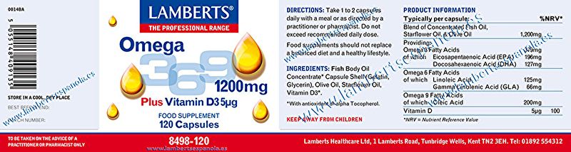 Omega 3,6,9 1200 mg en vitamine D3 120 capsules Img 3