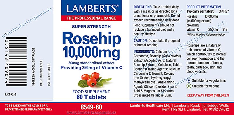 Rosehip 60 Tabs - LAMBERTS Img 2