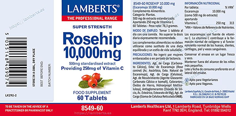 Rosehip 60 Tabs - LAMBERTS Img 3